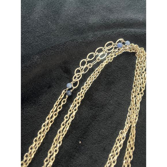 Vintage Sterling Silver Coin Pearls & Blue gemstones chain necklace - Picture 3 of 7